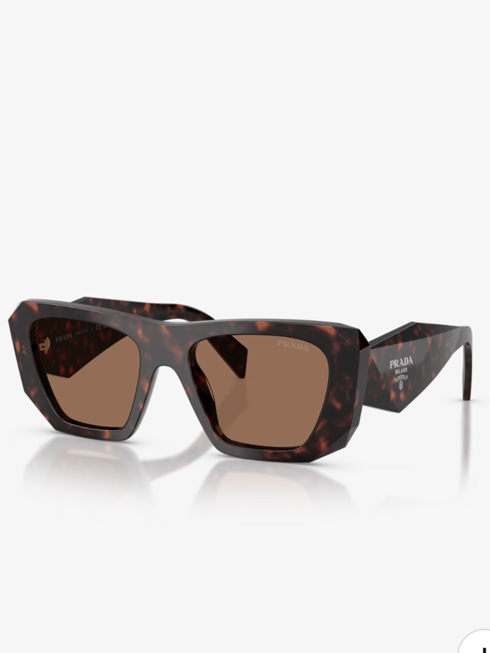 PRADA Tortoiseshell Geometric Sunglasses - Brown Lenses